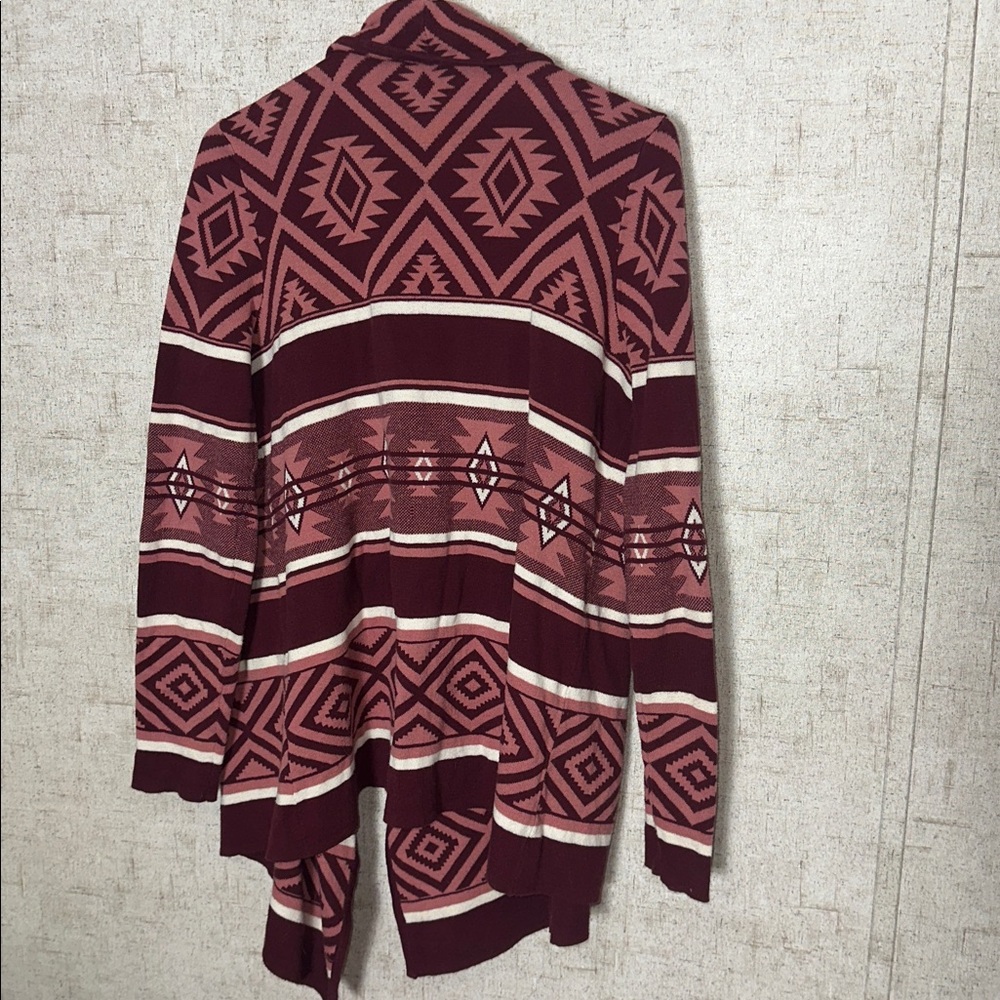 By Design large Waterfall Cardigan Sweater Tribal Aztec western front open - Picture 7 of 7